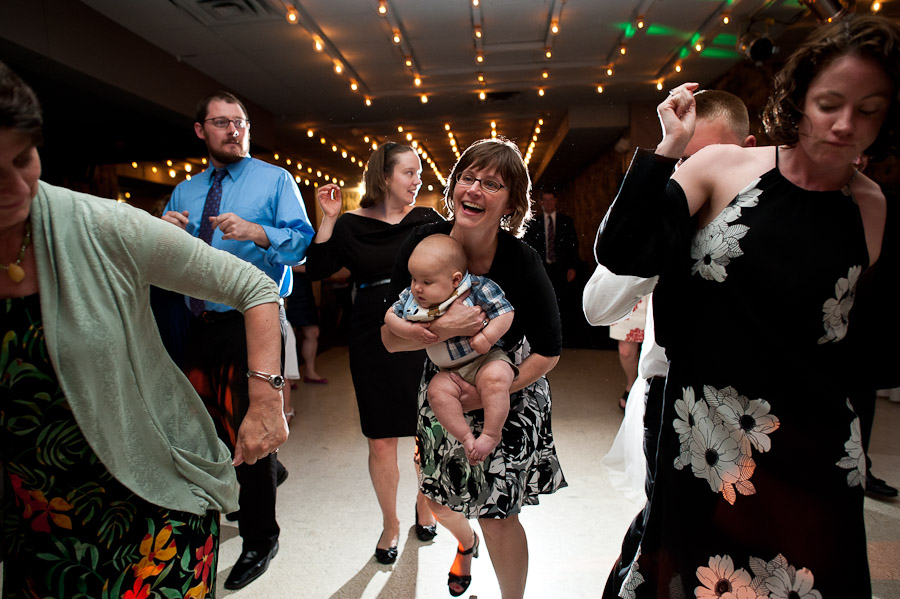 hilarious moment of a baby doing the electric slide at a wedding