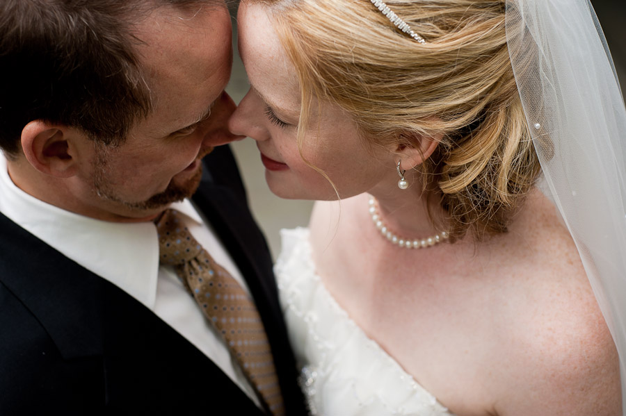 sweet moment of bride and groom at wedding