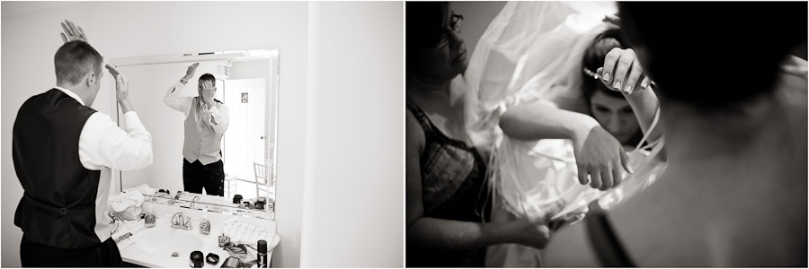 bride and groom getting ready at the ritz charles