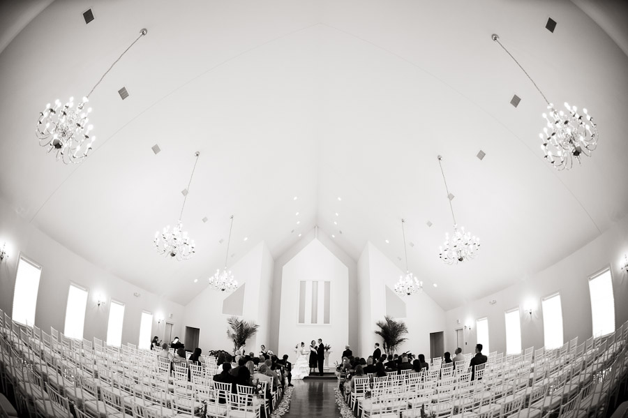 fisheye wedding ceremony shot of the ritz charles in indiana