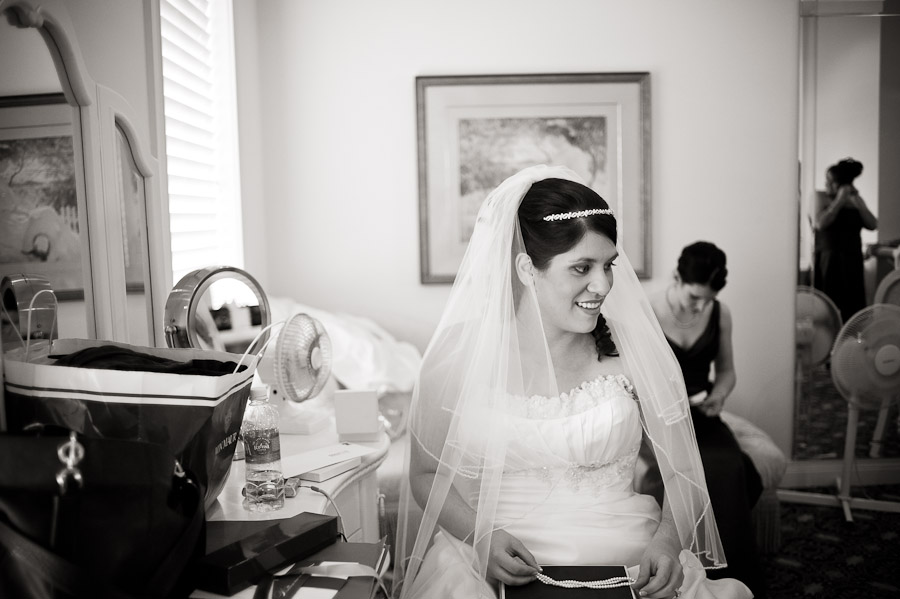 bride in bridal room at ritz charles