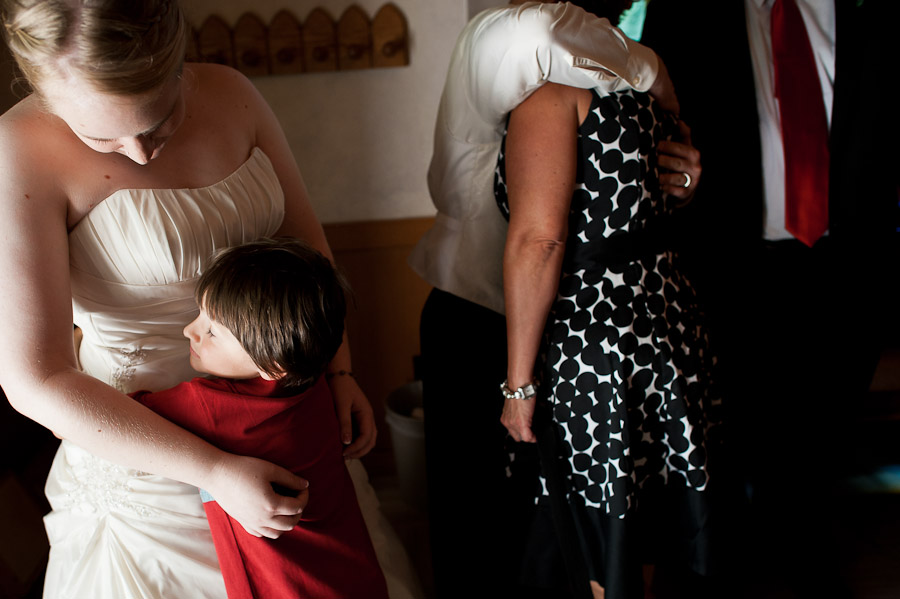 cute hug after wedding ceremony