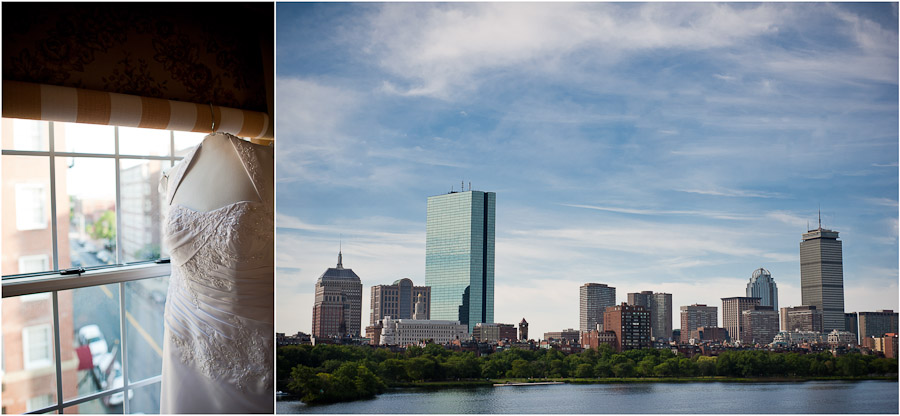 boston skyline on a wedding day