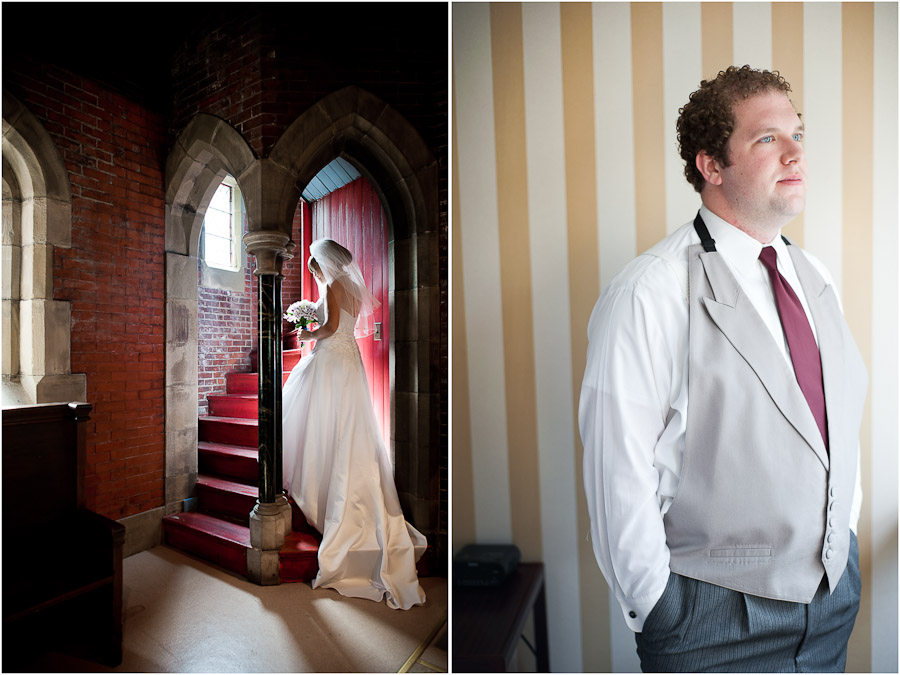 colorful portraits of bride and groom before wedding