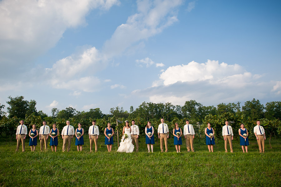 hip bridal party in blue and linen pants with Toms shoes