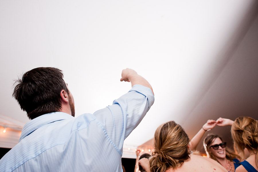 fist pumping at wedding reception