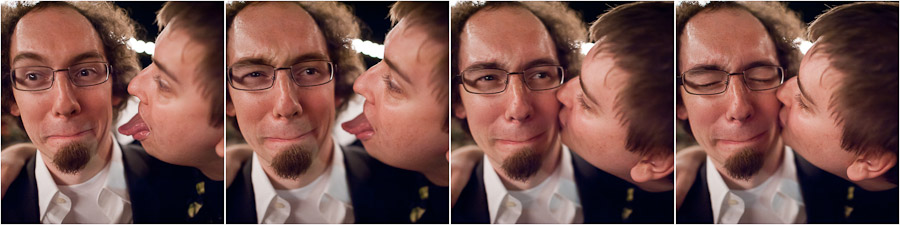 hilarious sequence of guy kissing groom at wedding