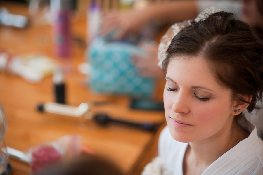 Bride getting ready with makeup