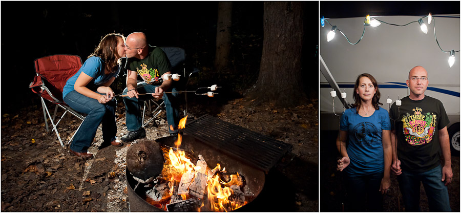 Fun and Quirky Camping and Marshmallow Toasting Engagement Photography