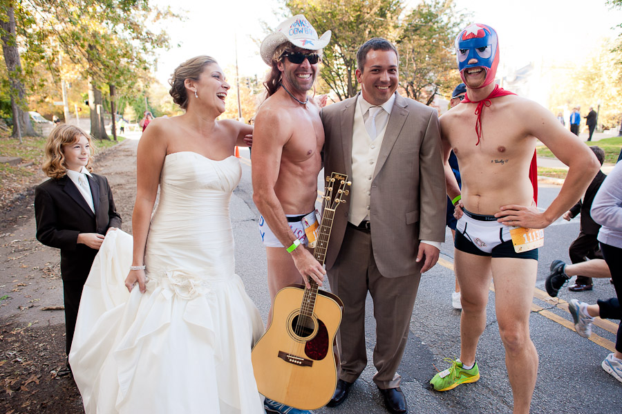 hilarious naked cowboy wedding portrait