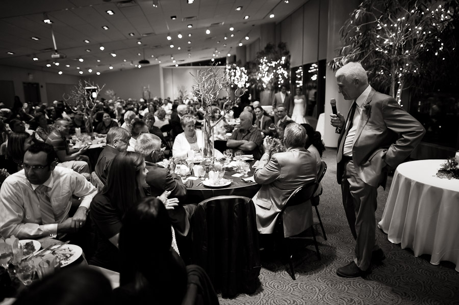 tender moment of father's toast at wedding