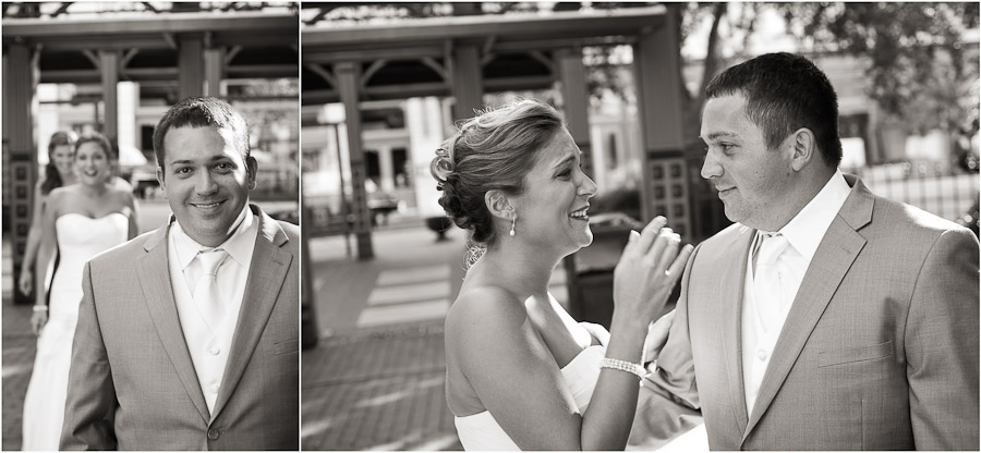 downtown louisville wedding first look