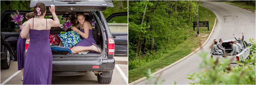 Funny bridal party transportation