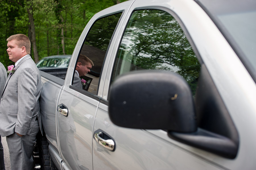 Pre-wedding moment at Spring Mill State Park