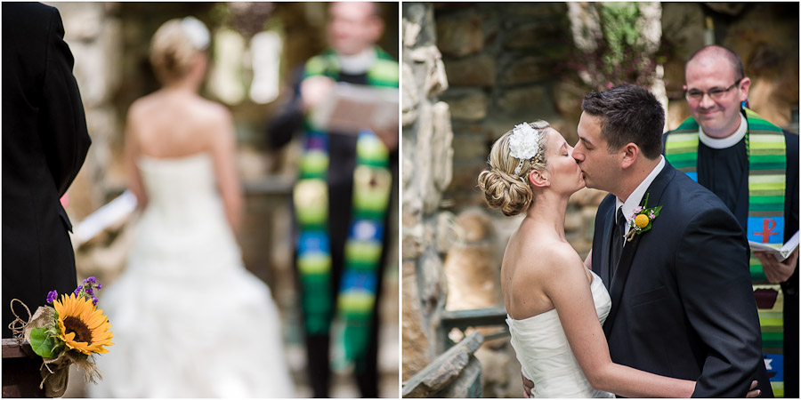 Wedding Kiss at outdoor Virginia wedding