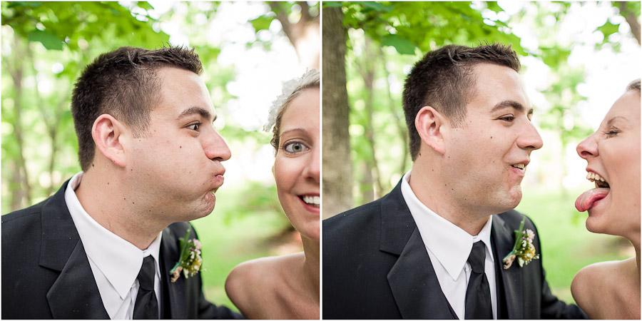 Hilarious funny faces by bride and groom