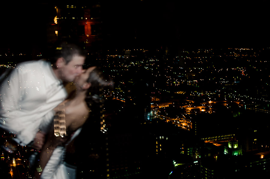 Creative Night Portrait overlooking downtown Indianapolis