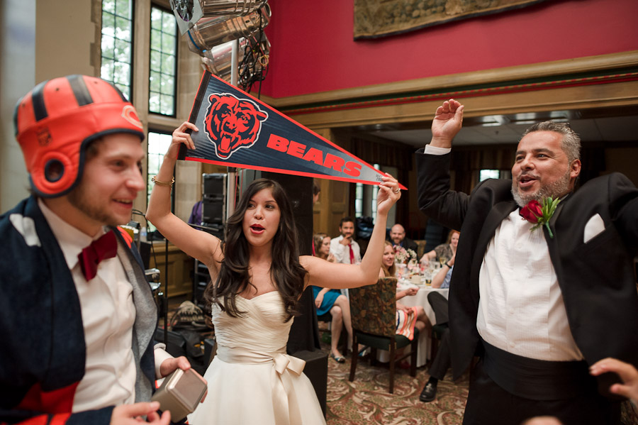 Hilarious wedding moment of Chicago Bears fans at Tudor Room in IU Memorial Union