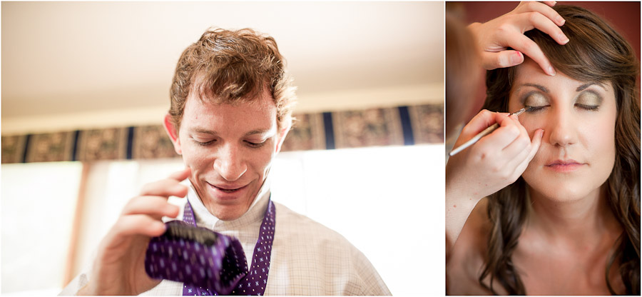 Getting ready shots of bride and groom