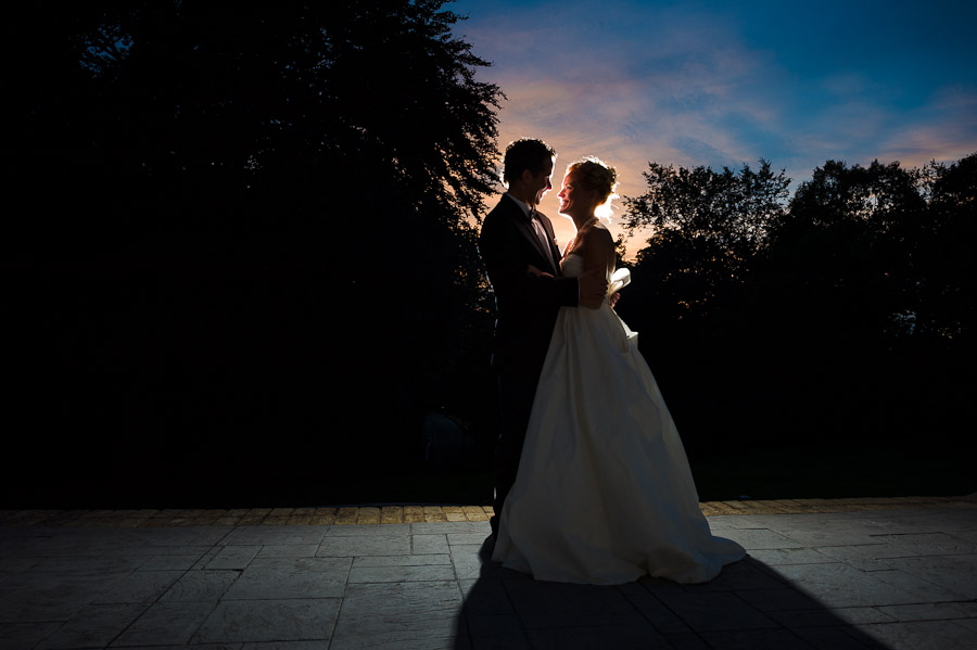 Amazing sunset portrait of bride and groom in Indianapolis