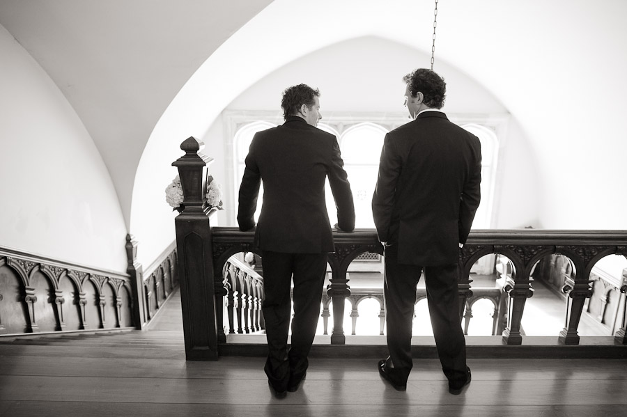 Sweet groomsmen moment at Laurel Hall, Indianapolis, Indiana