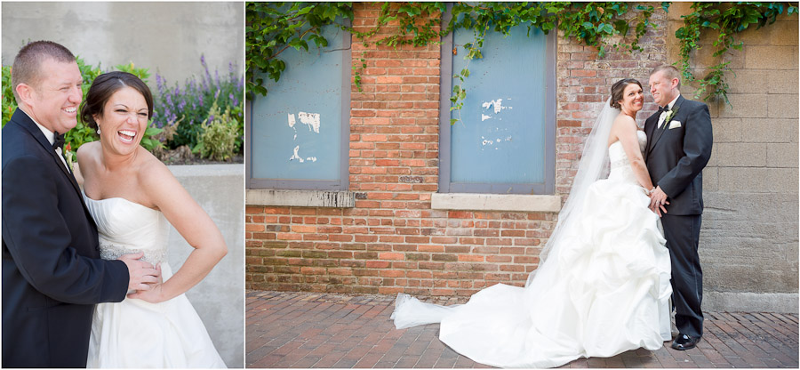 Romantic bride and groom photography on Mass. Ave in Indy