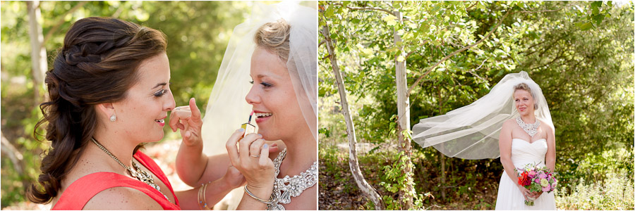 bride getting makeup touched up