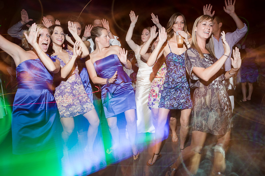 funny wedding party on the dance floor in indiana