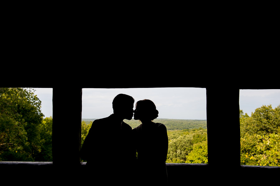 Romantic and touching silhouette wedding photograph