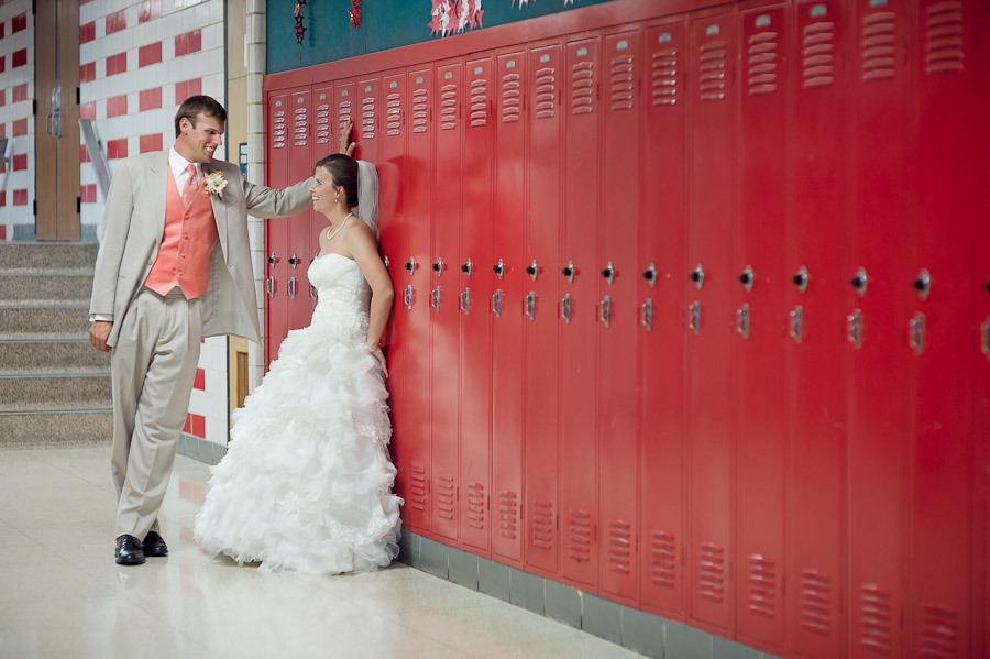 Funny High School Lockers Wedding Photos