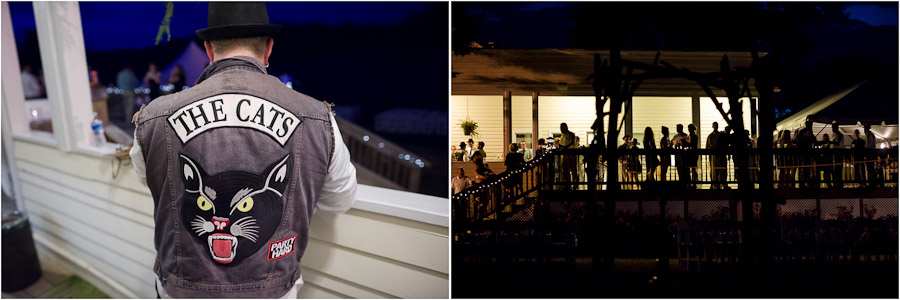 Nighttime funny porch party photos at Louisville gingerwoods wedding