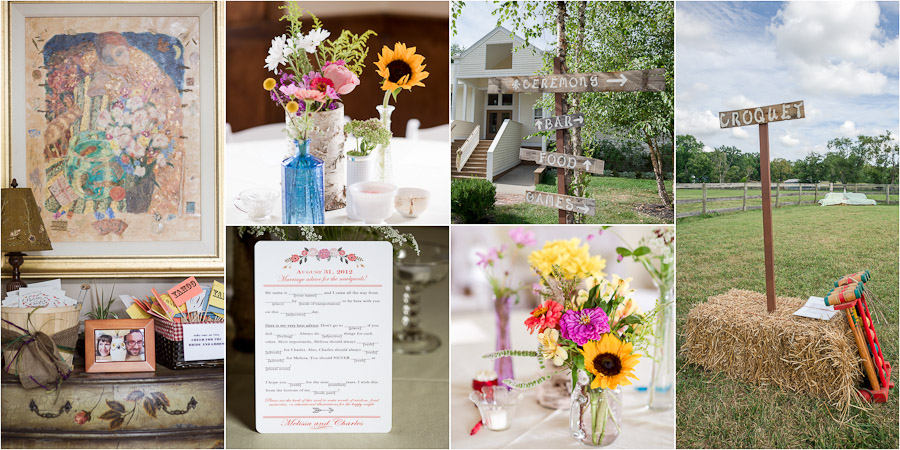 Colorful and quirky wedding details at Gingerwoods wedding ceremony and reception