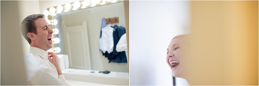 Super happy bride and groom laughing