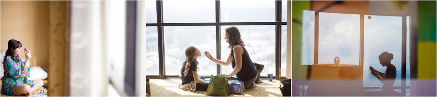 Artsy and colorful photos of ladies getting ready pre-wedding