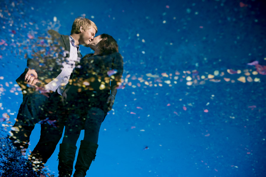 artsy, colorful, urban, reflection engagement pic in DC