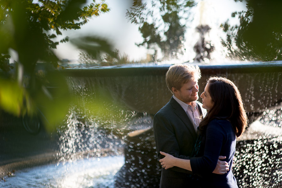 romantic Fall engagement photo in park in Washington, DC