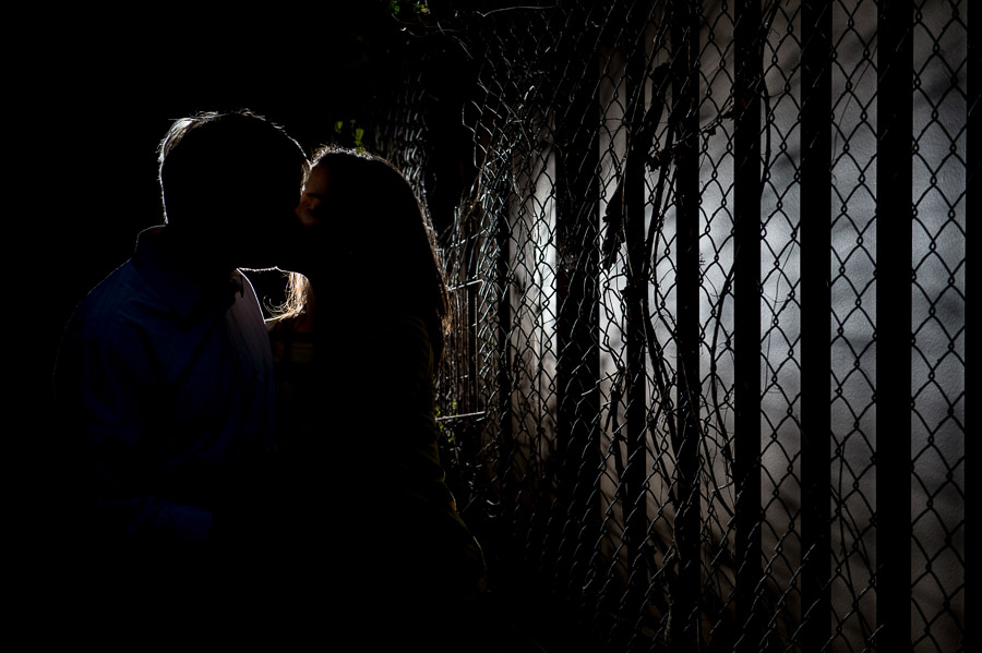 Urban, edgy nighttime portrait in alley in Washington, DC