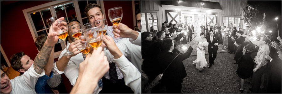 Funny whiskey shot photos and sparkler exit at Charlottesville VA wedding