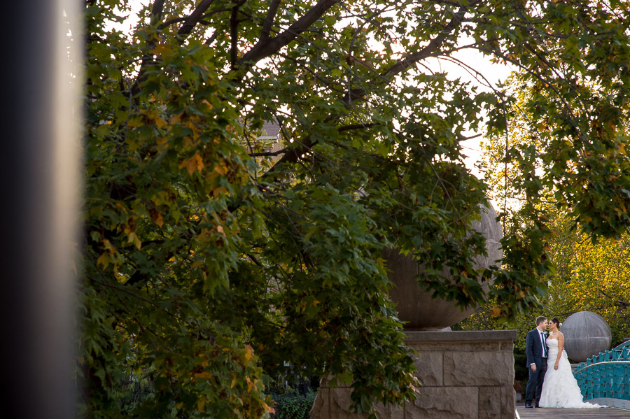 Beautiful wedding photography on Canal River Walk in downtown Indianapolis