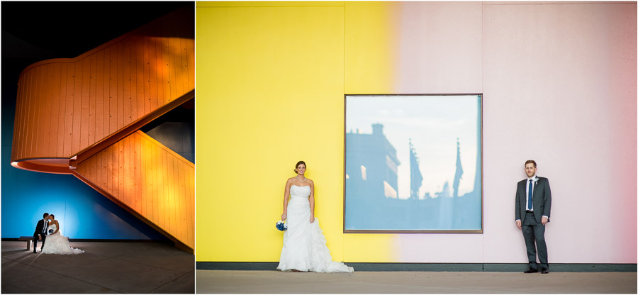 Super colorful and fun urban wedding portraits in downtown Indianapolis