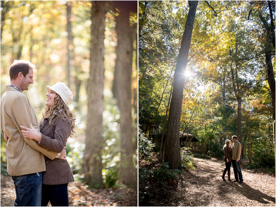 outdoor engagement photos in JMU arboretum in Harrisonburg, VA