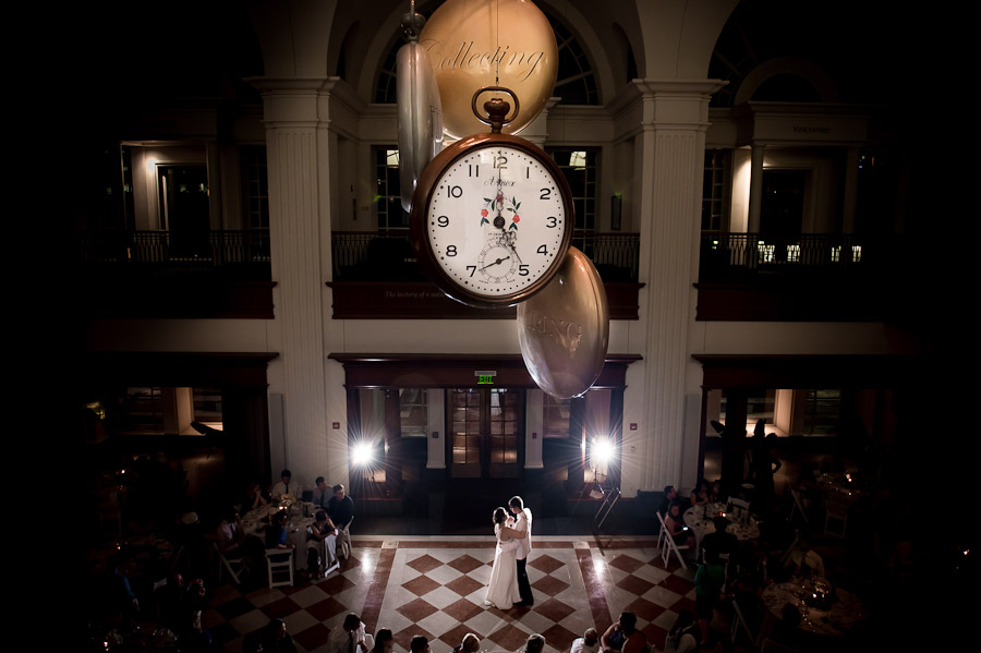 Romantic and dramatic first dance photograph at Indiana Historical Society