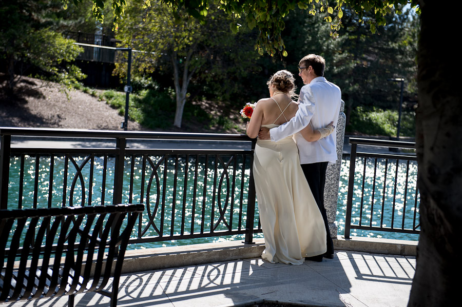 Serene moment before wedding ceremony at Canal Walk in Indianapolis