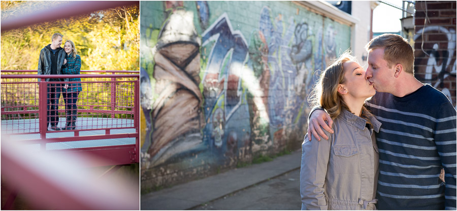 Colorful Fall engagement photos in Broad Ripple, Indiana