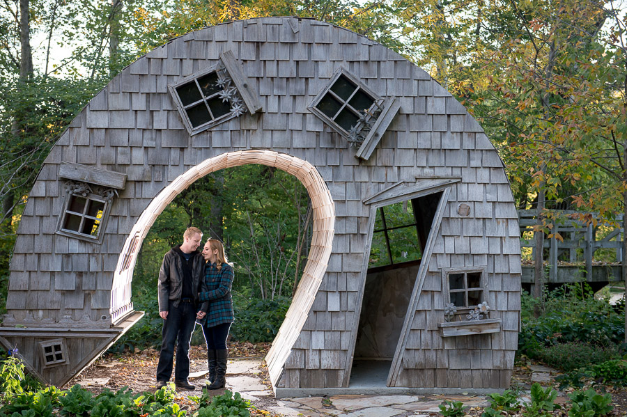 Quirky and funky engagement photos at Monon Art Center in Indy