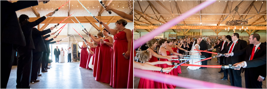 funny light sabre wedding entrance