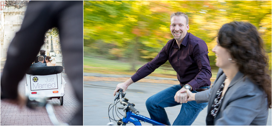 fun hip bike themed wedding and engagement photos