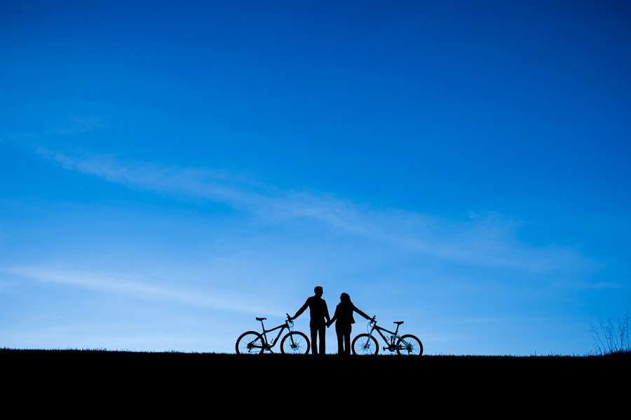 bike silhouettes engagement photography hip cool colorful bloomington indiana