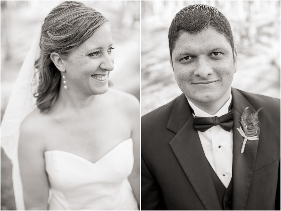 Gorgeous black and white headshots of bride and groom