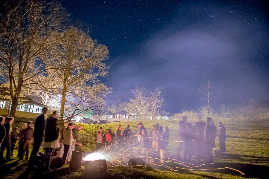 gorgeous nighttime shot at a bonfire at Shrine Mont, Virginia